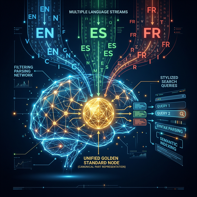 Conceptual illustration of a Multilingual AI routing node